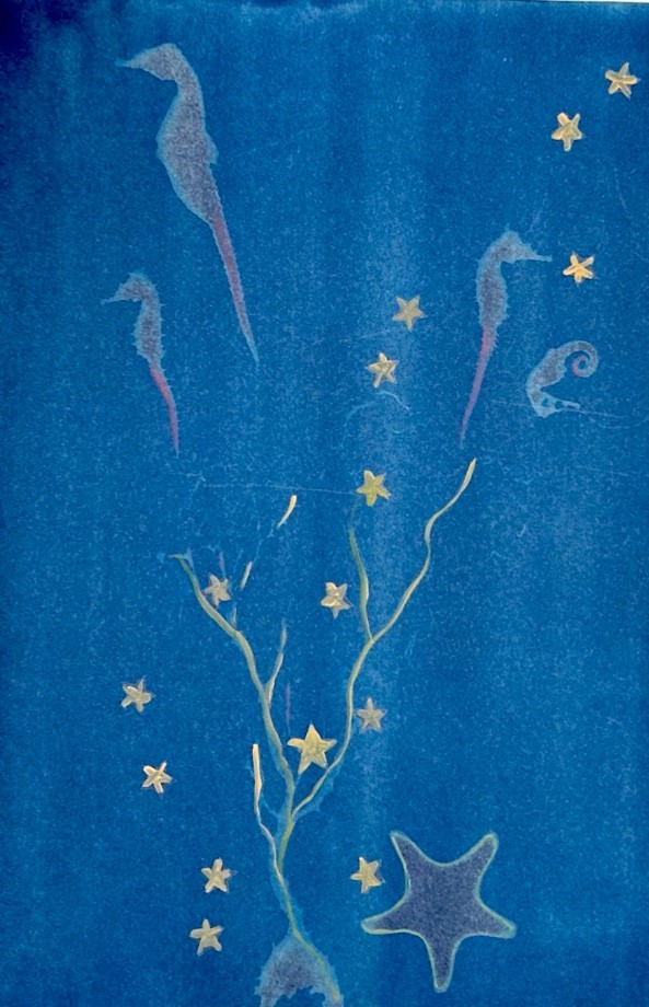 Seahorses 8” x 11”. Painted